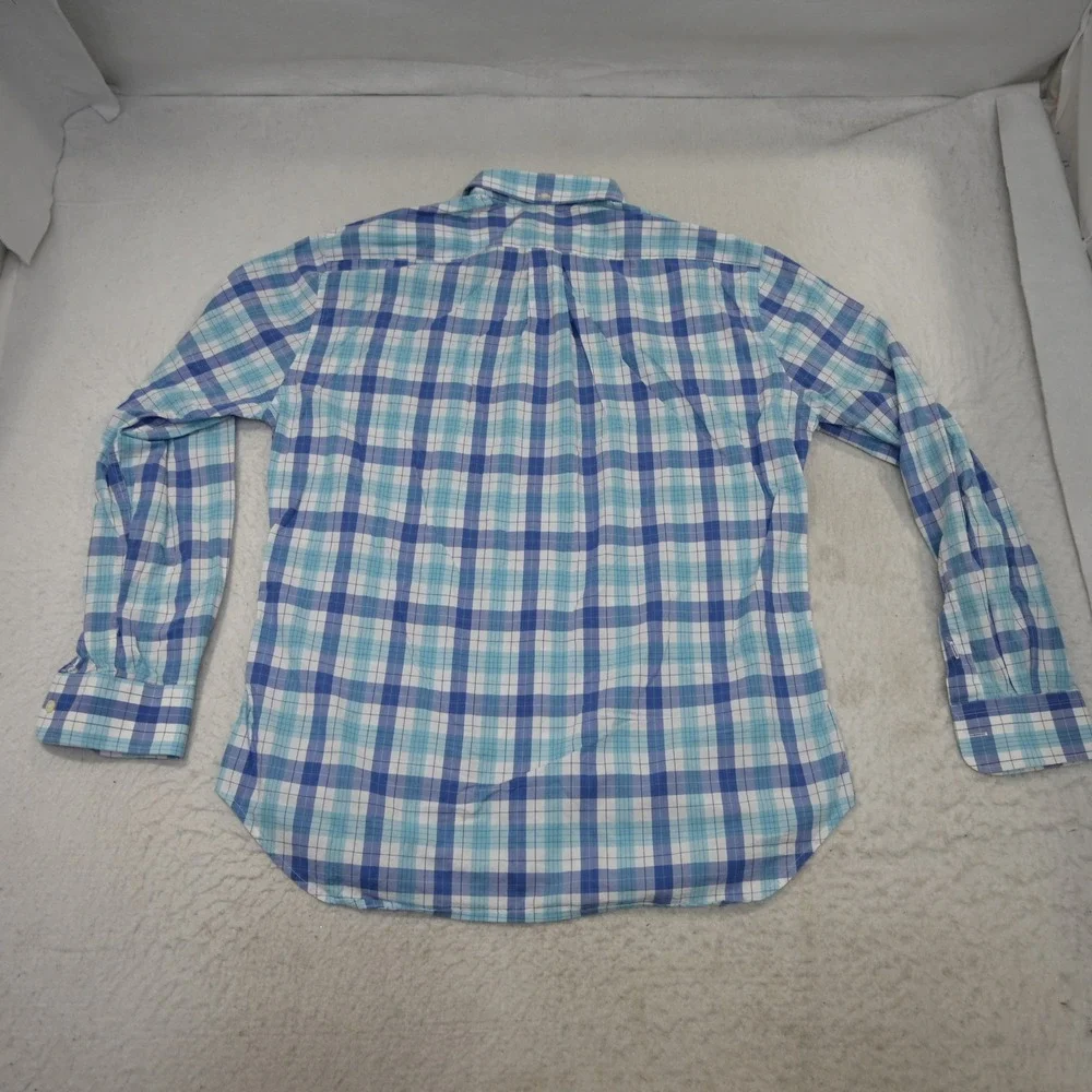 Gitman Bros Button Up Dress Shirt Mens Large Blue Plaid Made in USA